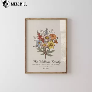 Custom Family Birth Month Flowers Poster Unique Mothers Day Gifts 3