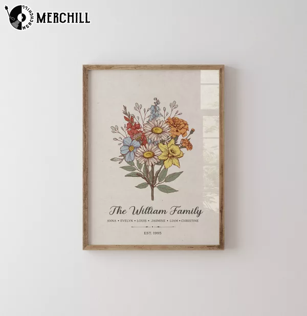Custom Family Birth Month Flowers Poster Unique Mother’s Day Gifts