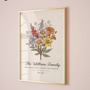 Custom Family Birth Month Flowers Poster Unique Mothers Day Gifts