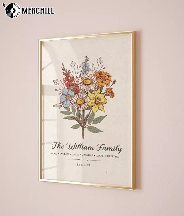 Custom Family Birth Month Flowers Poster Unique Mother’s Day Gifts