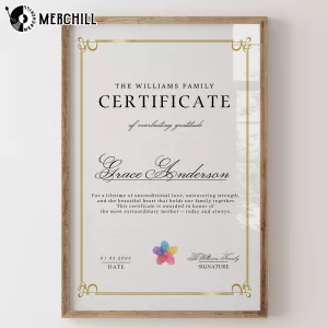 Custom Family Certificate of Gratitude Mother’s Day Gift