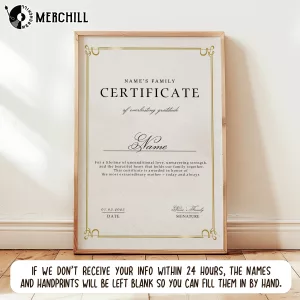 Custom Family Certificate of Gratitude Mothers Day Gift 2