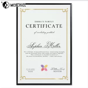 Custom Family Certificate of Gratitude Mother’s Day Gift