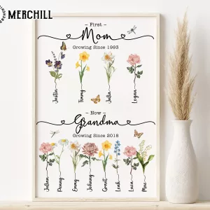 Custom First Mom Now Grandma Flower Print – Perfect Mother’s Day Gift