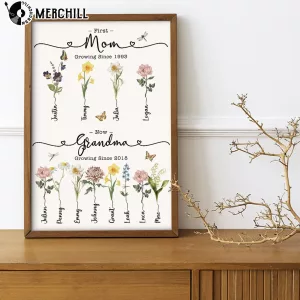 Custom First Mom Now Grandma Flower Print Perfect Mothers Day Gift 4