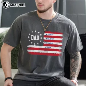 Custom Flag Dad Shirt with Kid Names Shirt Great Gifts for Dad 3