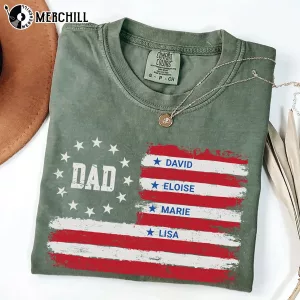 Custom Flag Dad Shirt with Kid Names Shirt Great Gifts for Dad 7
