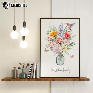 Custom Floral Poster for Mom Birth Month Flowers & Family Name