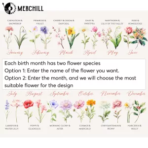 Custom Floral Poster for Mom Birth Month Flowers Family Name 8