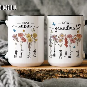 Custom Grandma Birth Flower Mug Gifts for Mom Birthday