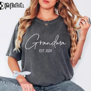 Custom Grandma Est Date Shirt Personalised Gifts for Mum 3