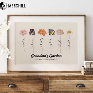Custom Grandma Garden Birth Flower Art Mother’s Day Gifts for Grandma