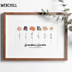 Custom Grandma Garden Birth Flower Art Mothers Day Gifts for Grandma