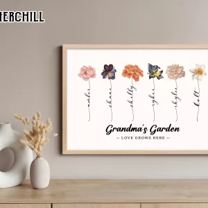 Custom Grandma Garden Birth Flower Art Mothers Day Gifts for Grandma 4