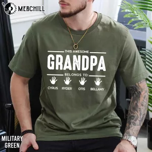 Custom Grandpa with Grandkids Names Fathers Day Shirt 2