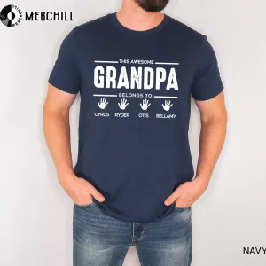 Custom Grandpa with Grandkids Names Fathers Day Shirt 3