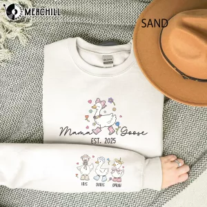 Custom Mama Goose Sweatshirt Kids Name Unique Mothers Day Gift Ideas 3