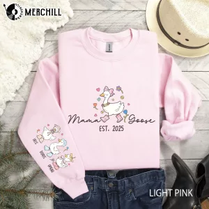 Custom Mama Goose Sweatshirt Kids’ Name Unique Mother’s Day Gift Ideas