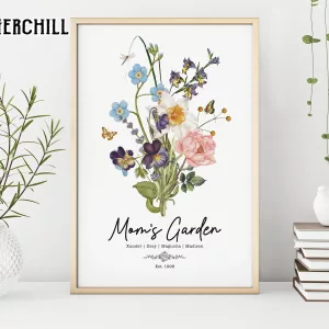 Custom Mom Birth Flower Watercolor Gift