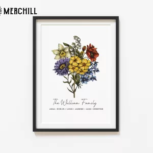 Family Birth Month Flower Poster Gift Custom Mothers Day Gifts 2