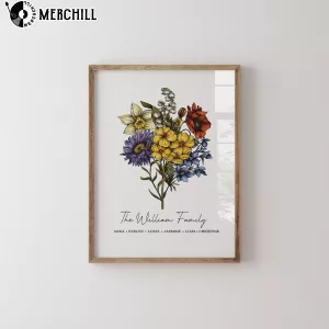 Family Birth Month Flower Poster Gift Custom Mothers Day Gifts 3
