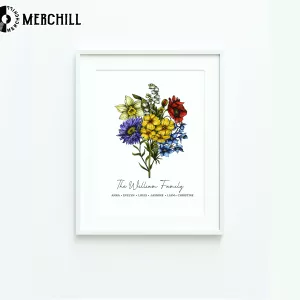 Family Birth Month Flower Poster Gift Custom Mothers Day Gifts 4