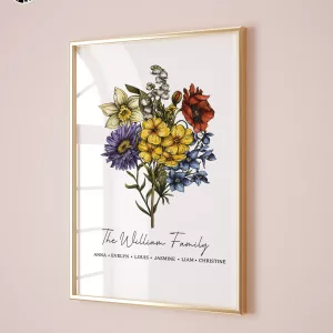 Family Birth Month Flower Poster Gift Custom Mother’s Day Gifts