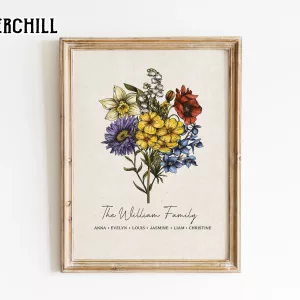 Family Birth Month Flower Poster Gift Custom Mother’s Day Gifts
