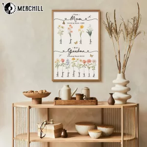 First Mom Now Grandma Flower Poster Perfect Mothers Day Gift 3