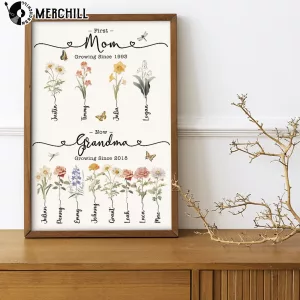 First Mom Now Grandma Flower Poster Perfect Mothers Day Gift 4