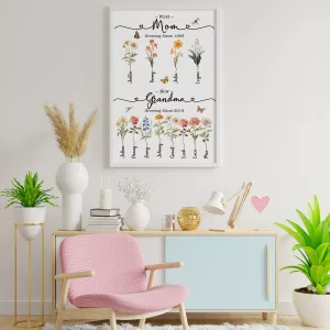 First Mom Now Grandma Flower Poster Perfect Mothers Day Gift 5