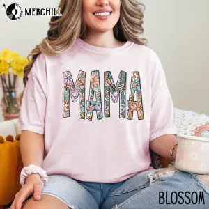 Floral Mom Comfort Graphic Tee Gift Ideas for Mum
