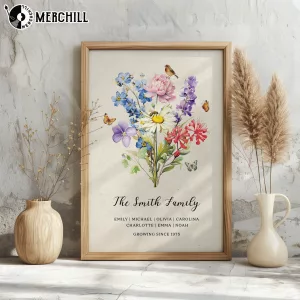 Grandma Birth Flower Poster Gift Idea Mothers Day Presents