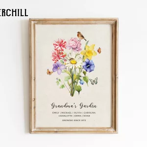 Grandma Birth Flower Poster Gift Idea Mothers Day Presents 6