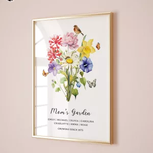 Grandma Birth Flower Poster Gift Idea Mothers Day Presents 8