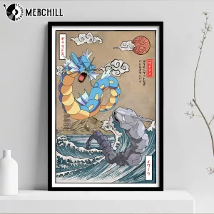 Gyarados vs Onix Vintage Battle Poster Wall Perfect Birthday Gift Art