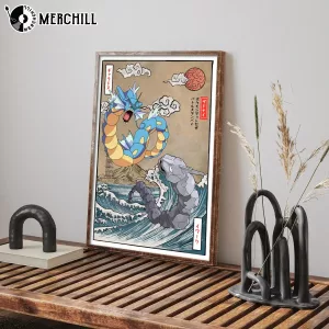 Gyarados vs Onix Vintage Battle Poster Wall Art Perfect Birthday Gift