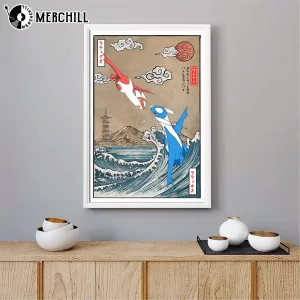 Latios vs Latias Battle Poster Pokemon Vintage Wall Art Gift 3