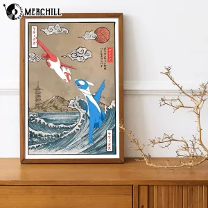 Latios vs Latias Battle Poster Pokemon Vintage Wall Art Gift