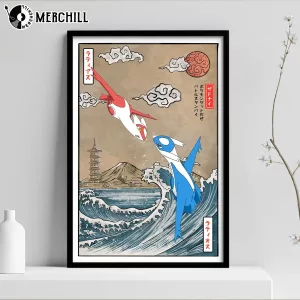 Latios vs Latias Battle Poster Pokemon Vintage Wall Art Gift 4