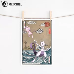 Mew vs Mewtwo Anime Wall Art Poster Powerful Pokemon 2