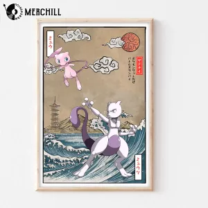 Mew vs Mewtwo Anime Wall Art Poster Powerful Pokemon 3