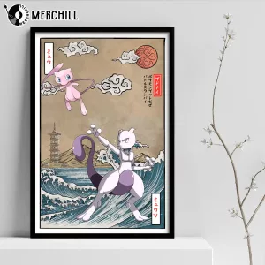 Mew vs Mewtwo Anime Wall Art Poster Powerful Pokemon 4