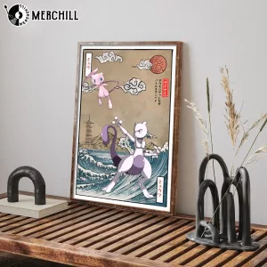 Mew vs Mewtwo Anime Wall Art Poster Powerful Pokemon