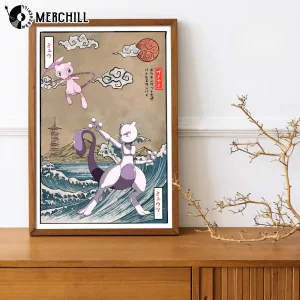 Mew vs Mewtwo Anime Wall Art Poster Powerful Pokemon