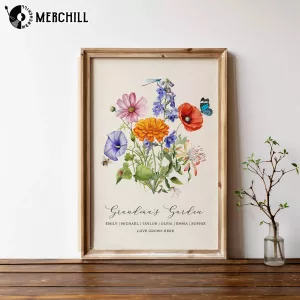 Mom Birth Flower Poster with Animals Best Flowers for Mother’s Day