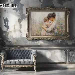 Mother and Child in Peaceful Wildflower Field Moms Day Gifts 3