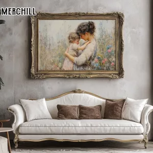 Mother and Child in Peaceful Wildflower Field Moms Day Gifts 7