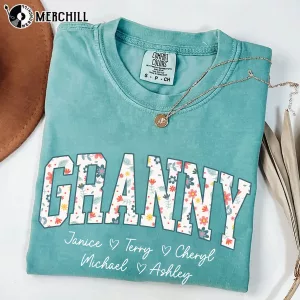 Personalized Floral Granny Graphic Tee Gifts for Mum from Son