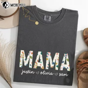 Personalized Floral Mama Shirt Simple Mothers Day Gift Ideas